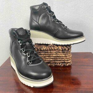 Cole Haan GrandExplore Waterproof Laceup Wedge Boots in Black Womens Size 6B